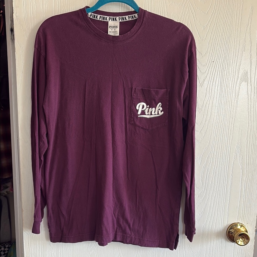 PINK Victoria's Secret Maroon Long Sleeve Tee